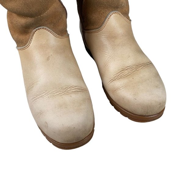 Vntg Blondo Canada Shearling Lined Beige Leather / Suede Women's Sz‎ US 6 Boots - Picture 4 of 16